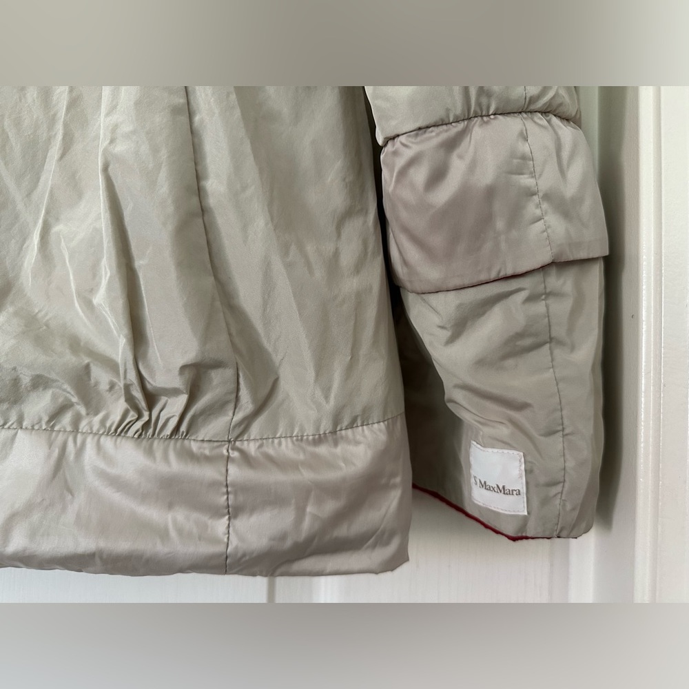 ‘S MAX MARA Reversible Red / Beige Down Hooded Jacket sz 6 Small - Picture 9 of 10